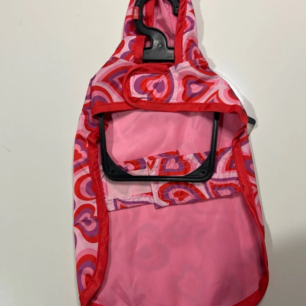 Pet Raincoat Pink & Red Hearts